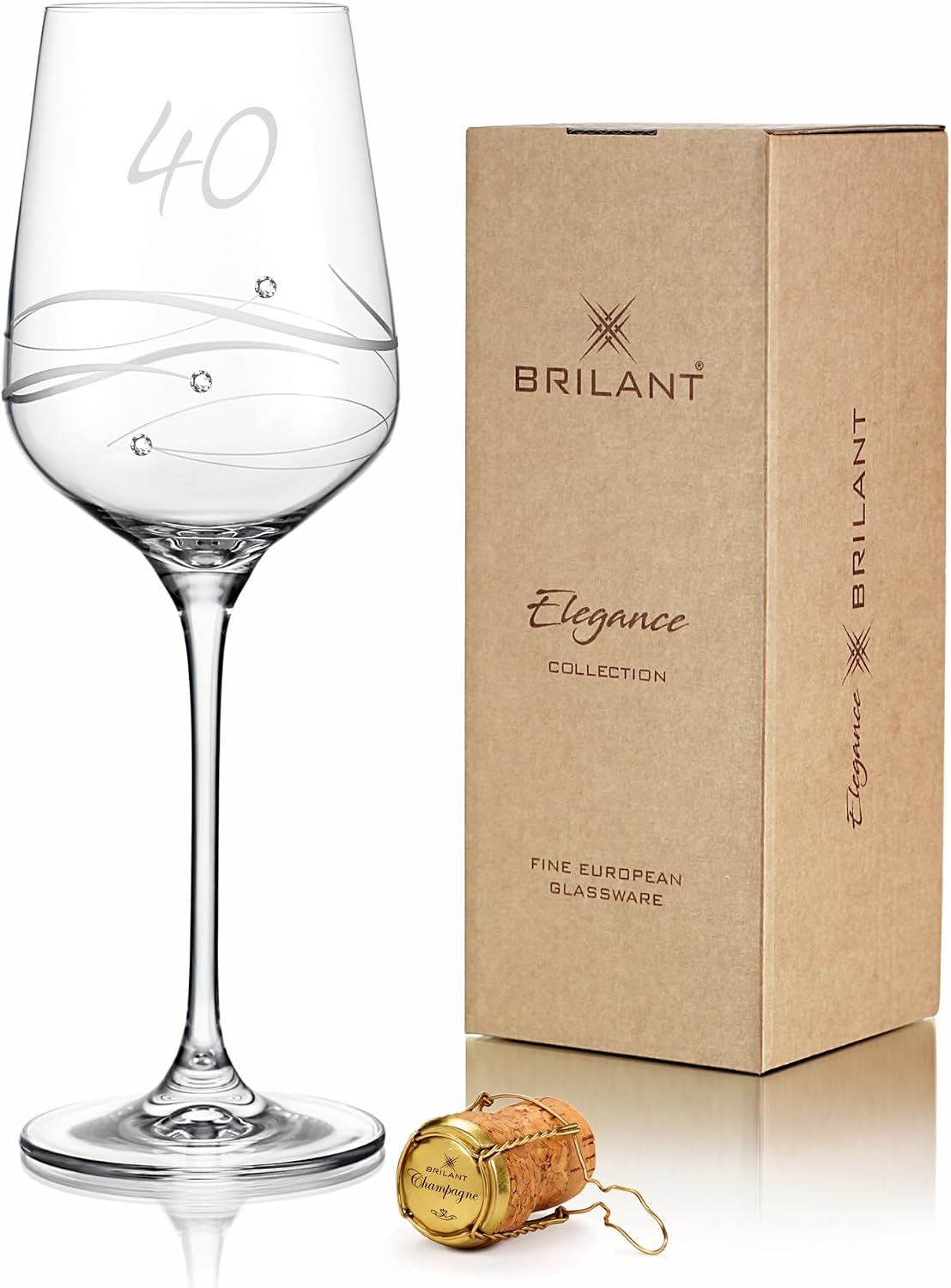 Spiral Wine Glass 40th Birthday Women & Men - Modern Wine Glass with Engraving, Spiral Engraving and Premium Crystals, Elegant Gifts for Men and Women - 1 Piece, 450 ml (40 Years)