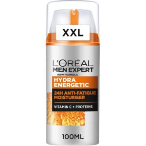 L'Oréal Men Expert Face Care for Men, Moisturising Cream with Guarana and Vitamin C, Hydra Energy Moisturiser 24H Anti-Fatigue XXL, 1 x 100 ml