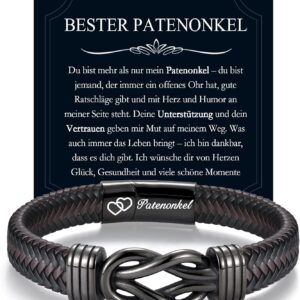 EYQV Gift for Men, Leather Bracelet for Dad, Brother, Son, Grandson, Nephew, Uncle, My Husband, Godfather, Gift Ideas for Birthday, Father's Day, Men's Day, Anniversary, Christmas, Valentine's Day