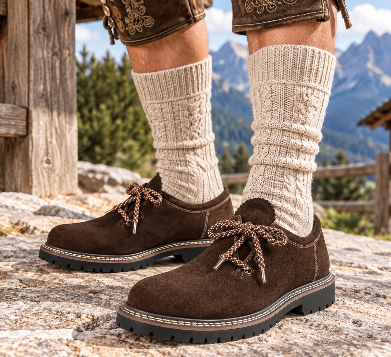 Traditional Bavarian Haferlschuh, Made of Suede, in 3 Different Colours and 7 Different Sizes - Men's Costume Shoes – Bild 6