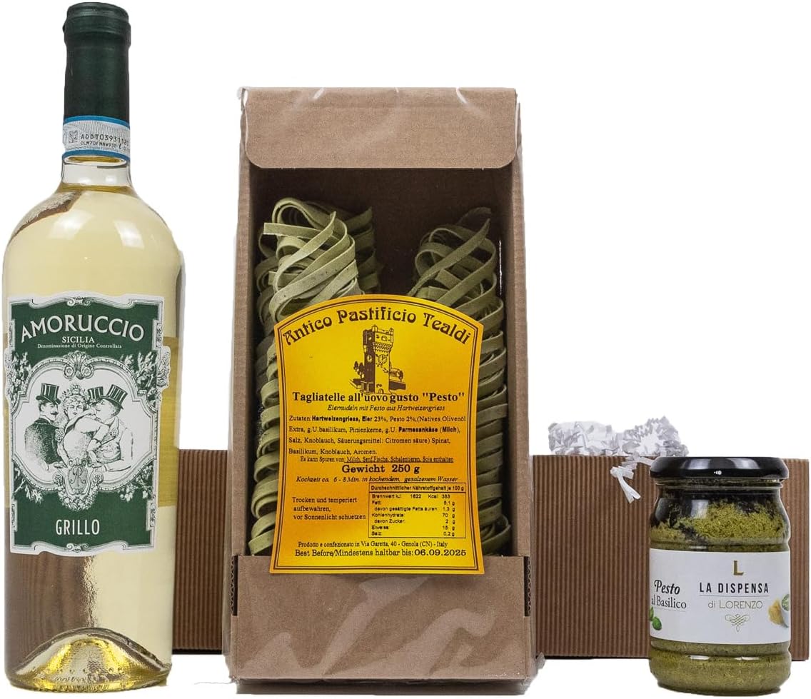 The Wine Guys Weinpräsent Pesto e Vino Gift Basket with White Wine and