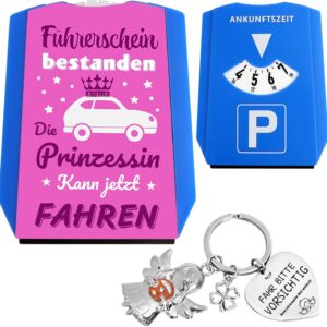 Driving Licence Passed Gift for Women, Lucky Charm Car with Guardian Angel Keyring & Parking Disc, Multifunctional Car Accessories for New Drivers