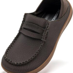 HOBIBEAR Women's Leather Mary Jane Flats, Wide Toe Box & Barefoot Shoes, Wide Comfort Shoes