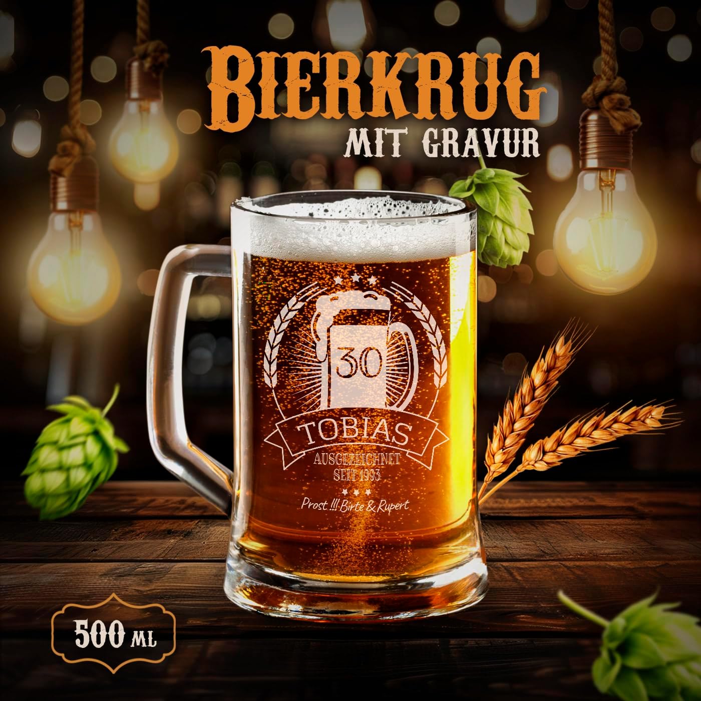 Maverton Beer Mug 500 ml with Engraving, Personalised Gifts for Men – Bild 2