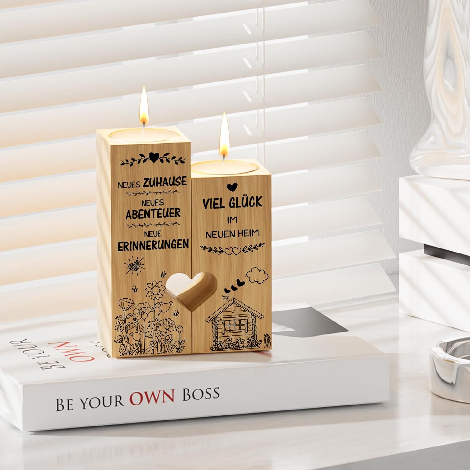 Funnli Housewarming Gifts Apartment, Candle Holder Gift for Housewarming New Apartment Topping-Out Party, New Home Gift for Women Men – Bild 6