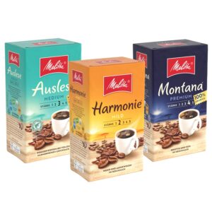 Melitta Trial Pack Filter Coffee 3 x 500 g Ground Powder for Filter Coffee Machines, Gentle and Strong Roasting, Roasted in Germany