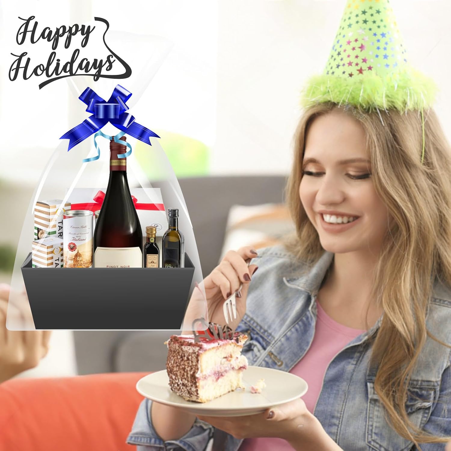 Gift Baskets Empty Set of 5 Black with Foil and Cardboard Bows – Bild 6