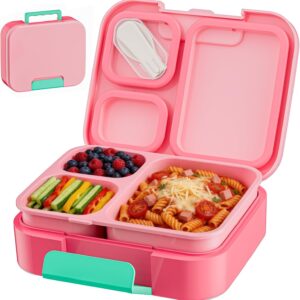 LEIKEEGO Children’s Lunch Box with Compartments, Leak-Proof Bento Box for School and Nursery (Pink)