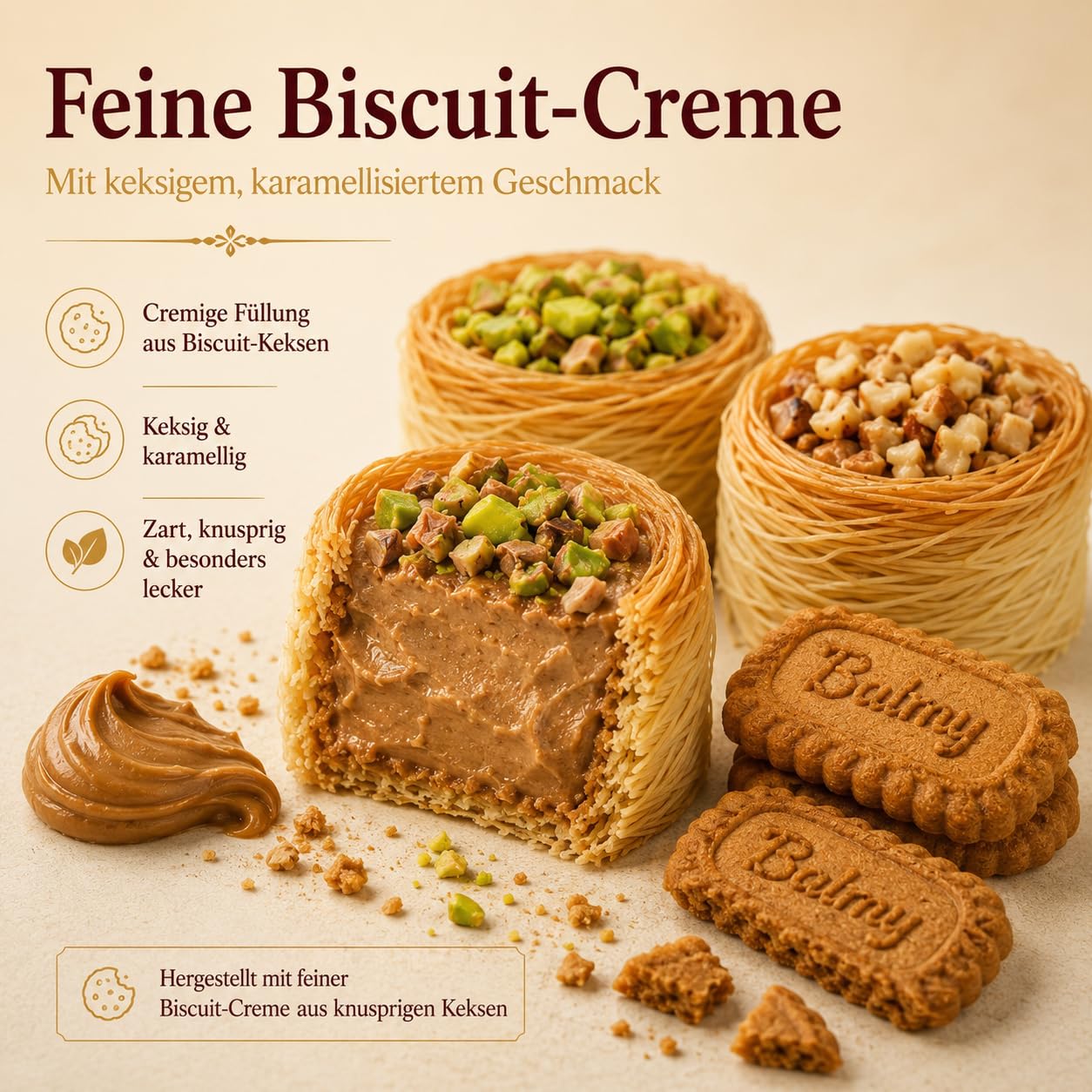 Balmy Kadayif Baklava Style Biscuit Cream & Nuts 180g – Bild 5