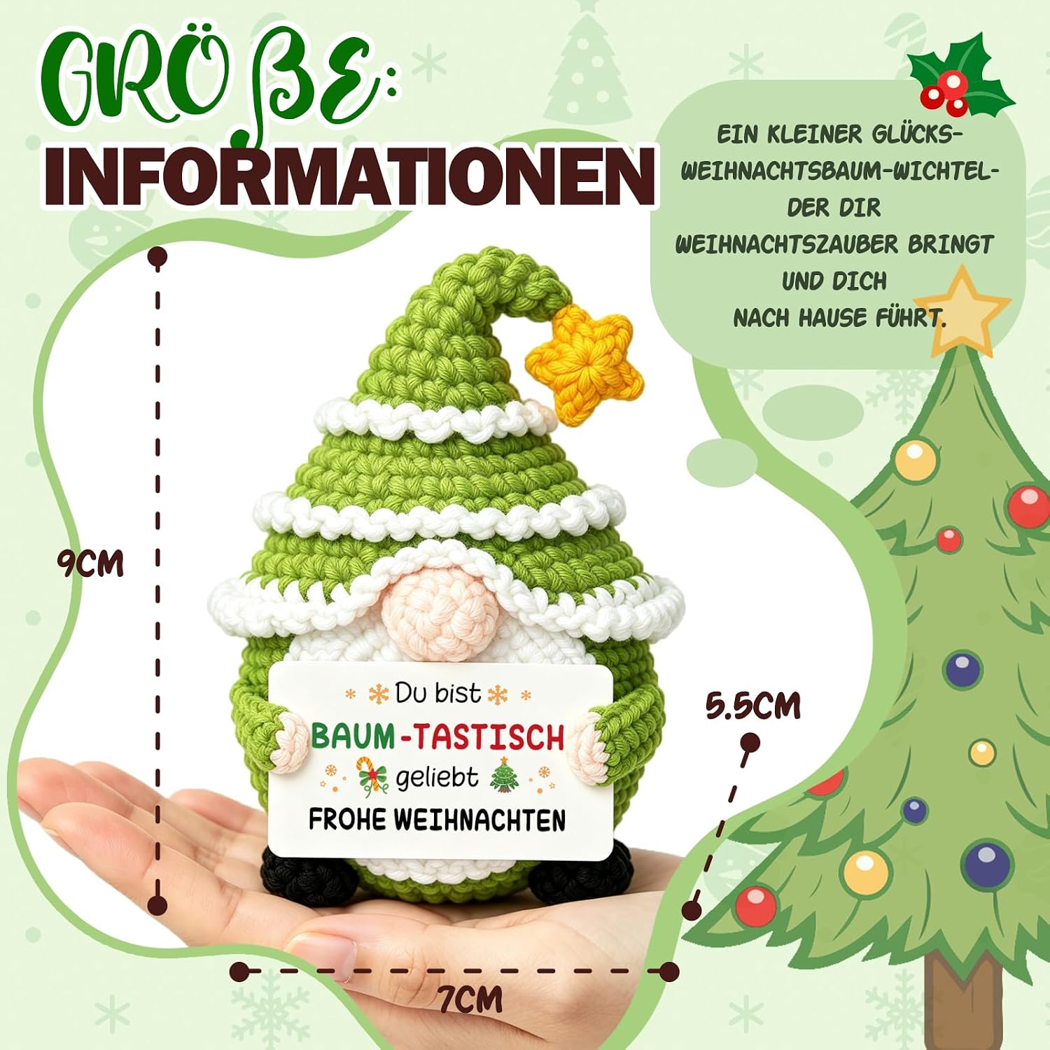 CheriGift Christmas Gifts for Women Men, Hand Crocheted Figures – Bild 4