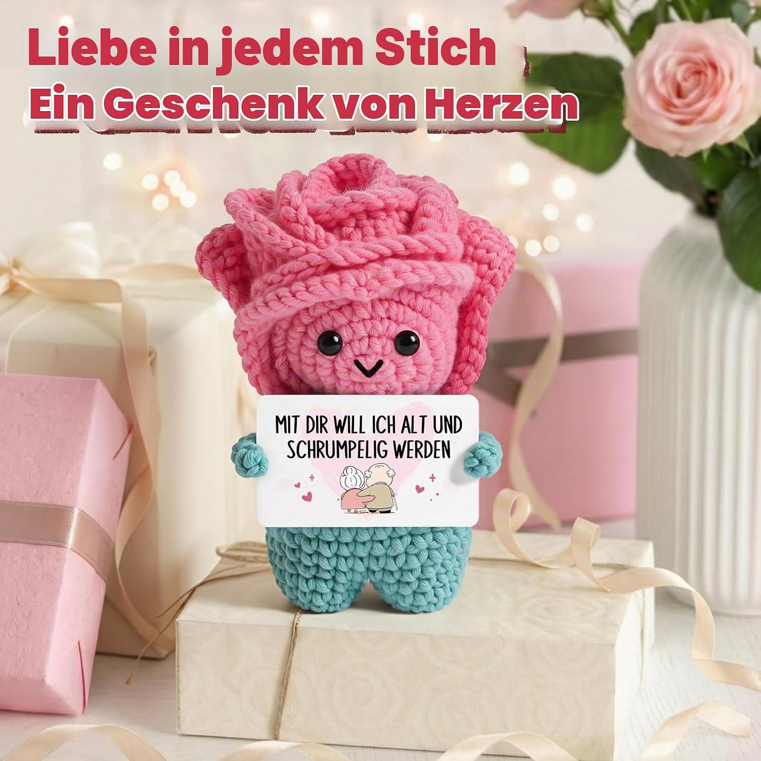 Juratar Anniversary Gift for Her - Funny Handmade Crochet Rose – Bild 8
