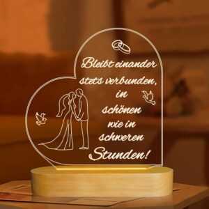 Ammonite Wedding Gifts Stay Together Gift Wedding Night Light Warm White Light Wooden Base Lamps Gifts Bedroom Decoration