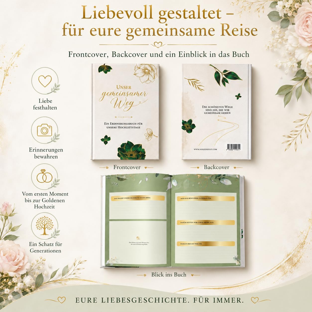 Unsere Hochzeitstage – Hochzeitstagebuch, Hochzeitsbuch & Hochzeitsgeschenk – Bild 9