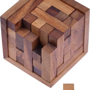 Pack cube, 125 cube S – 3D puzzle – thinking game – puzzle game – patience game – logic game in wooden frame