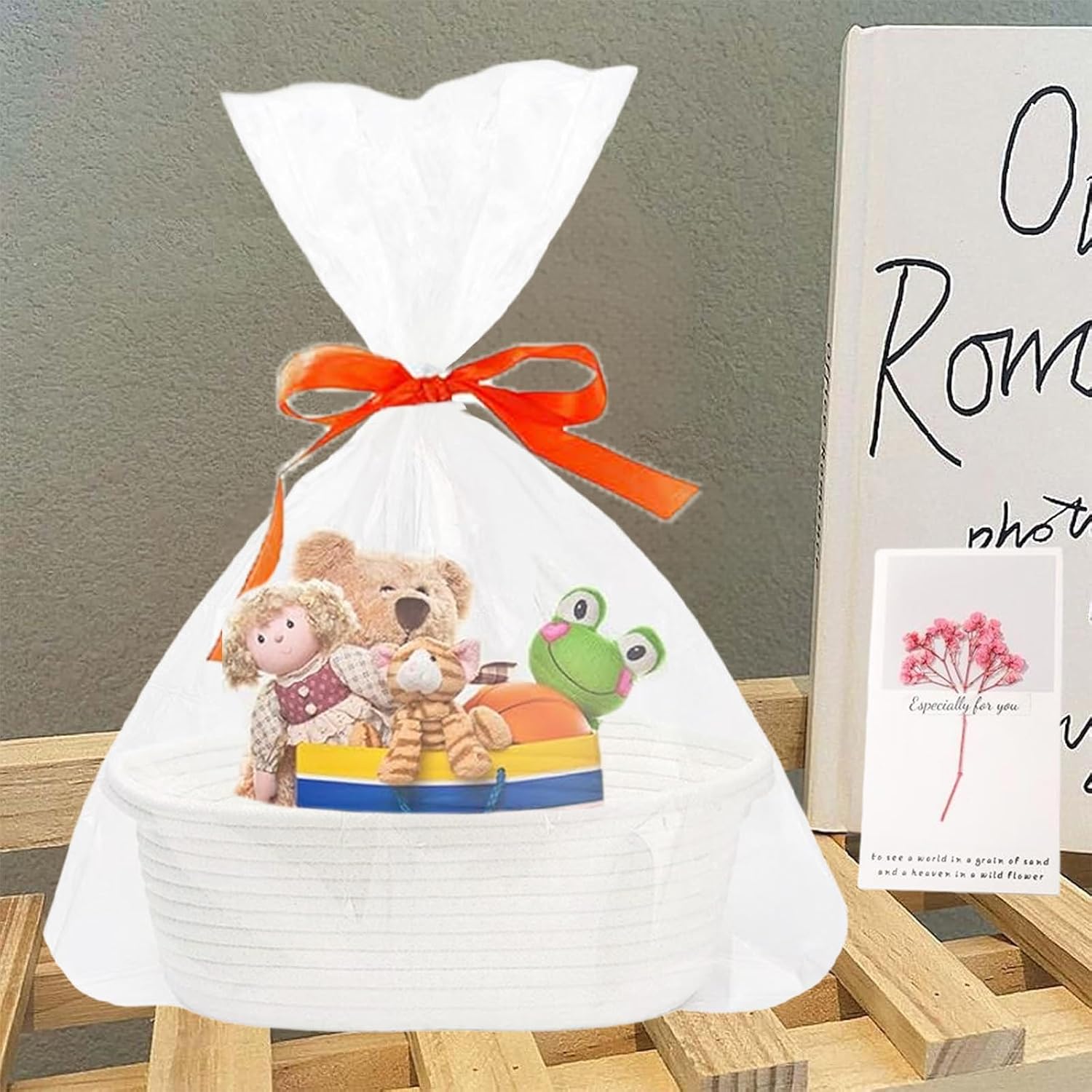 1 x White Gift Basket Empty Large Set, Basket for Gifts, Gift Basket, Empty, Gift Basket, with a Gift Basket and a Greeting Card, for Weddings, Parties, Birthdays and Holidays – Bild 5