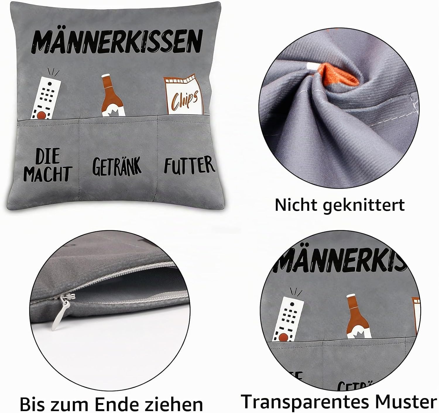 Men's Cushion with Pockets, Gifts 45 x 45 cm, Gifts for Men – Bild 3