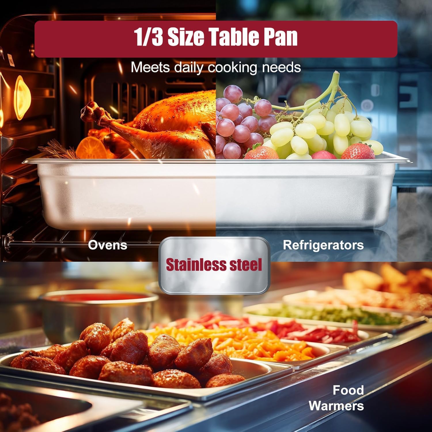 Breading Bowls Set of 3 GN 1/3 Containers Stainless Steel with Lid – Bild 3