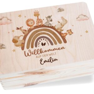 Shirtracer Keepsake Box Baby Personalised Welcome World