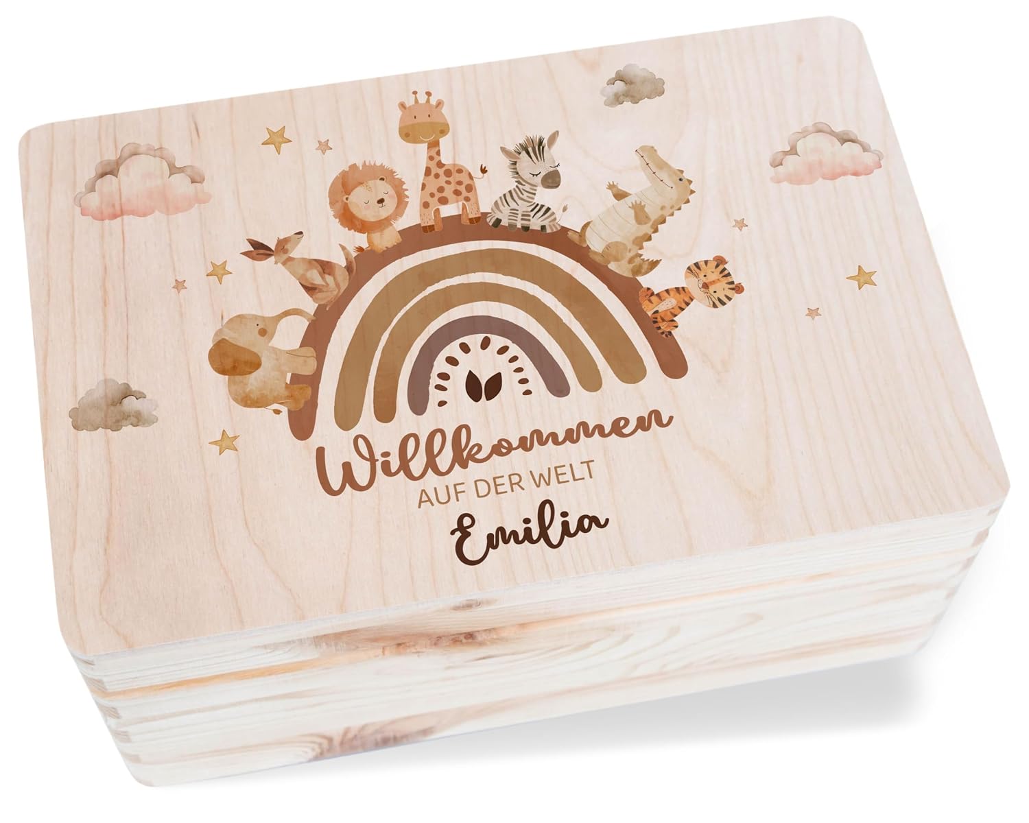 Shirtracer Keepsake Box Baby Personalised Welcome World
