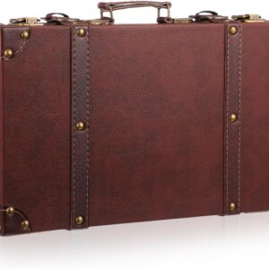 Hemobllo Vintage Leather Suitcase – Retro Suitcase Decoration for Boutique Displays, Photo Props and Storage Organiser for Home or Retail