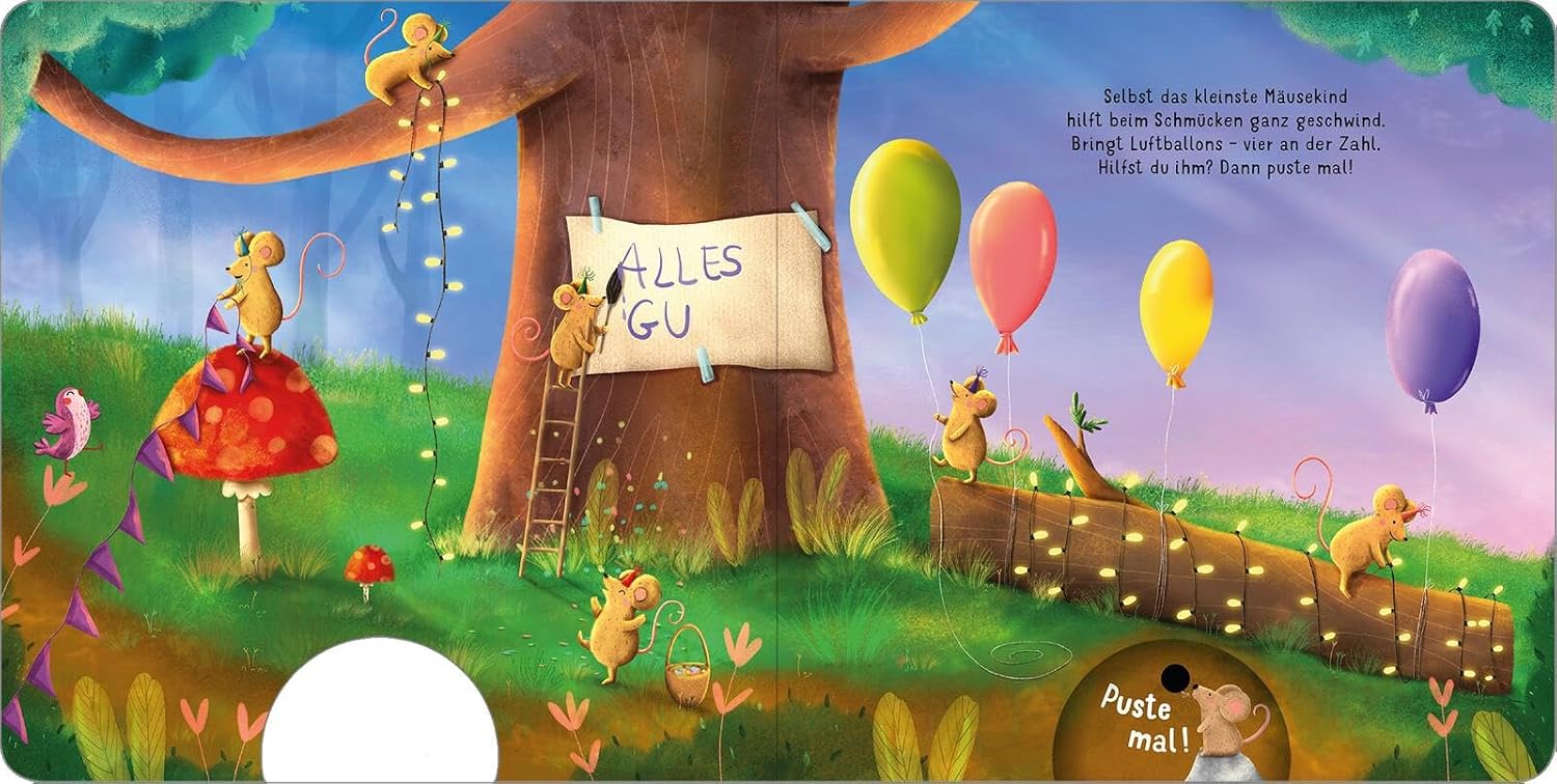 Mein liebstes Pustebuch – Heute feiern wir Geburtstag!: Pusten & leuchten | Hochwertiges Pappbilderbuch mit Pustefunktion und Licht für Kinder ab 18 Monaten – Bild 3