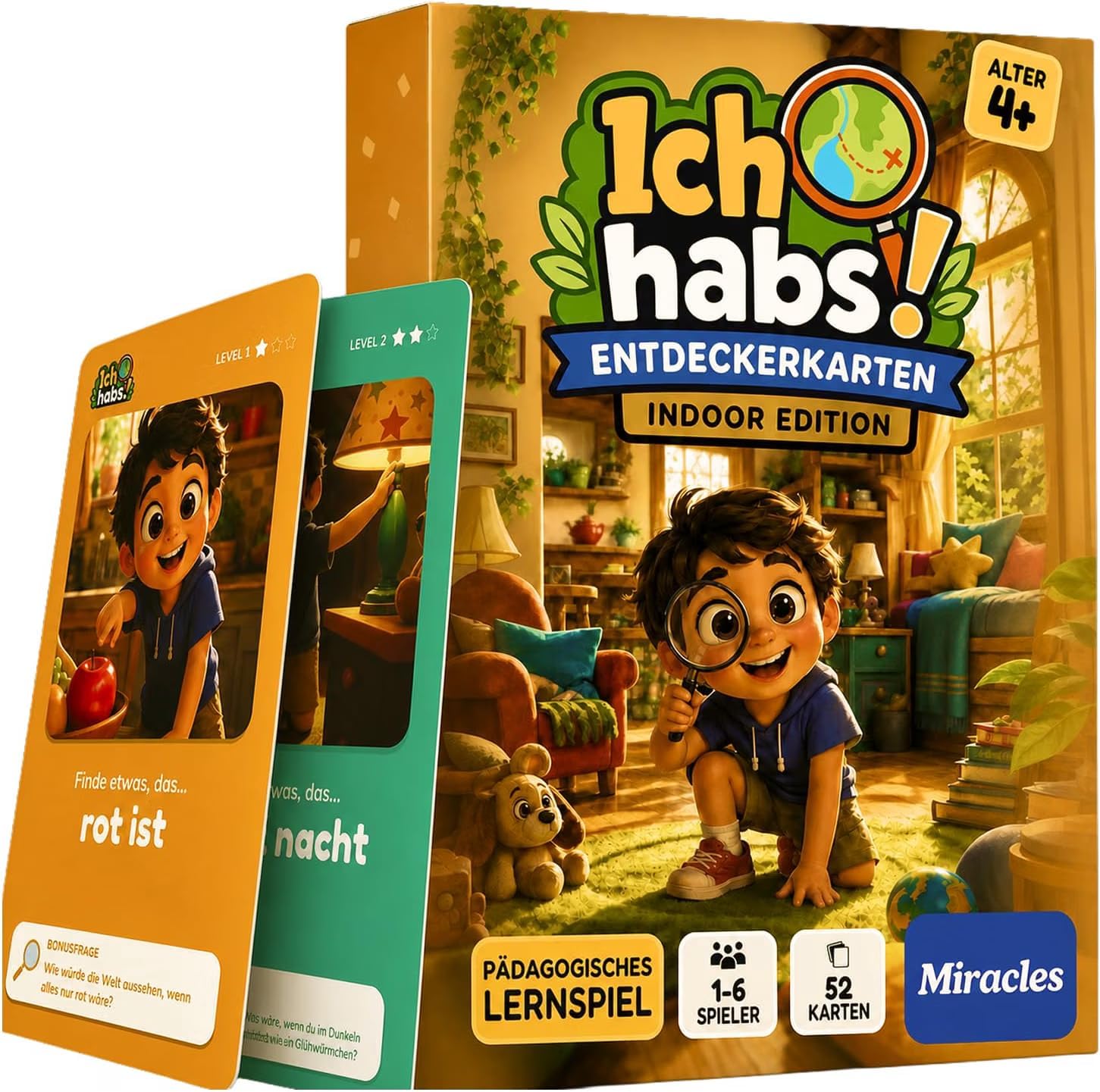 Ich hab's Explorer Cards from 4 Years - 52 Educational Game Search Game for Children with 50 Tasks in 3 Levels - Indoor Game for Home, Travel and On the Go - Gift and Gift for Boys and Girls