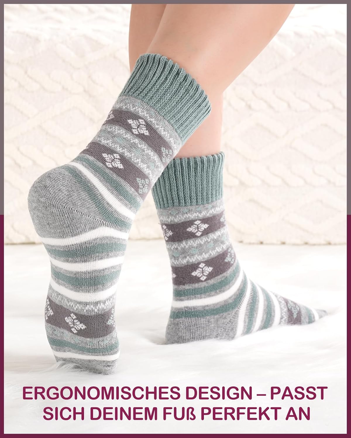 Niorasen 6 Pairs of Women's Thermal Socks, Warm Winter Socks, Thick Soft Cotton Socks, Colourful Funny Gifts with Terry Cloth Inner – Bild 7
