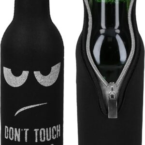kwmobile 2 x 330-500 ml Bottle Cooler for Beer Other Drinks Neoprene Cooler Don’t Touch My Beer White Black