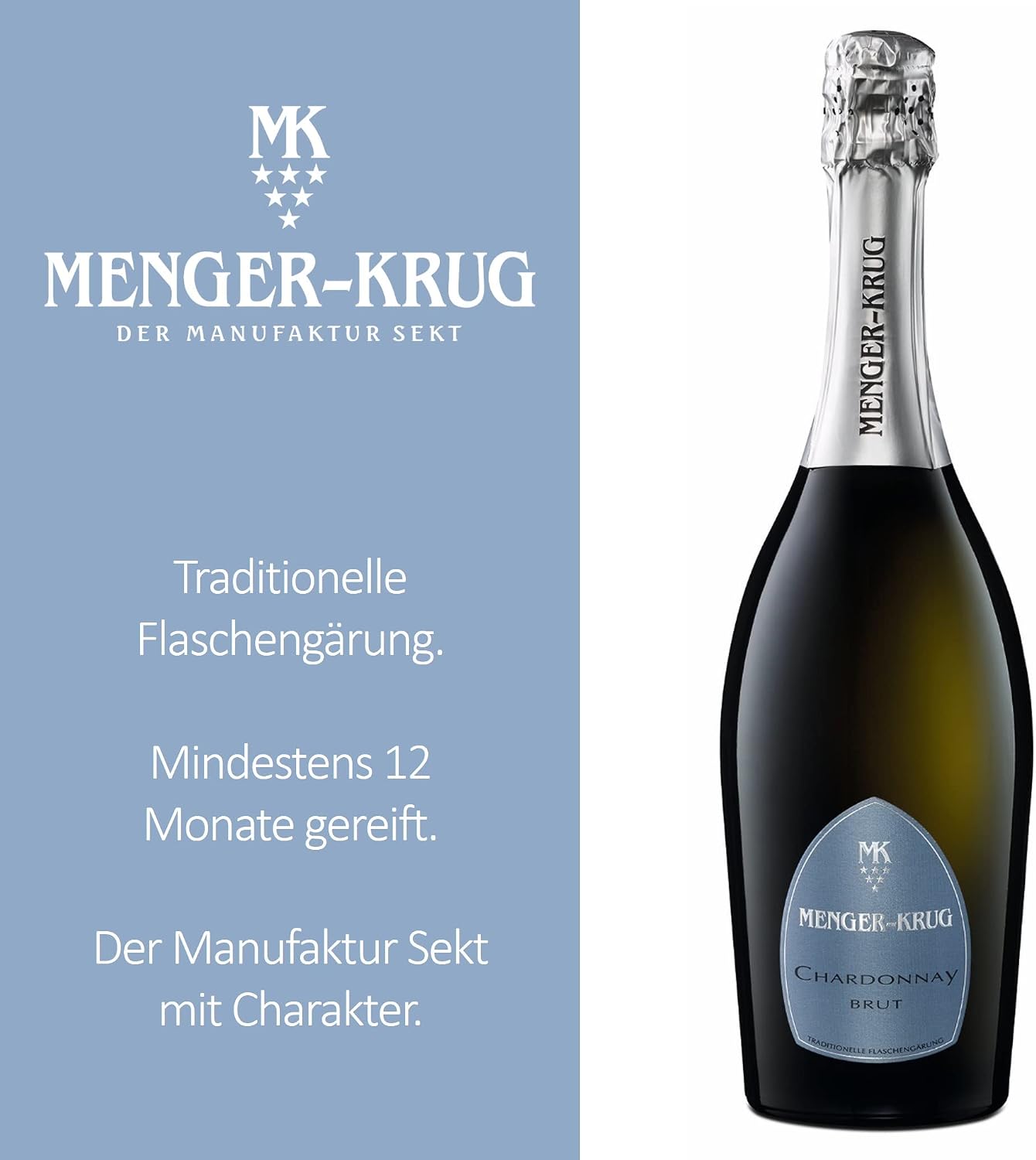 MENGER KRUG Chardonnay Brut Sparkling Wine (1 x 0.75 L) – Excellent Champagne Quality from the Menger-Krug Champagne Manufactory, Traditional Bottle Fermentation, Handmade in Germany – Bild 2