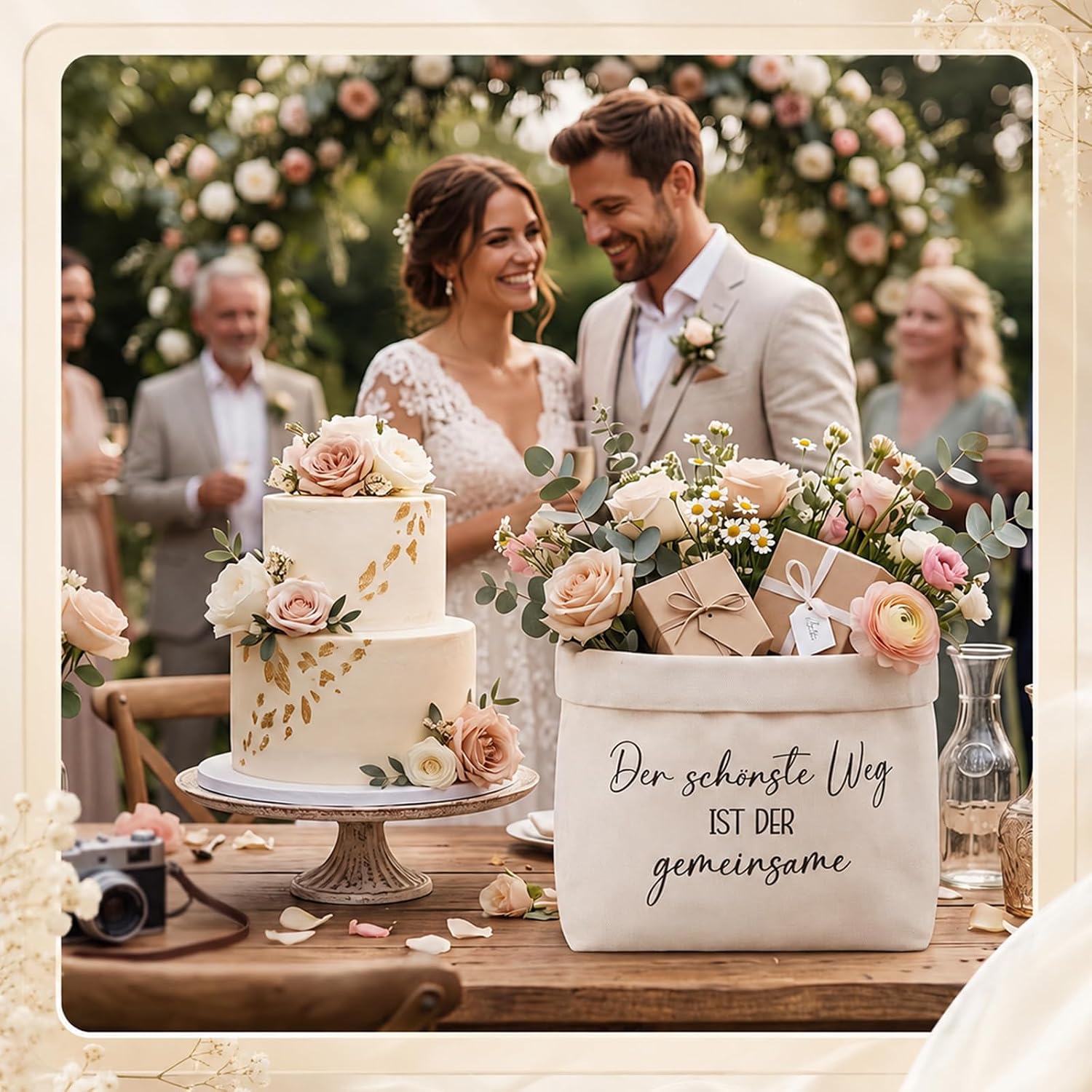 Xuniea Hochzeit Geschenkkorb Brotkorb aus Stoff Geschenk für Brautpaar – Bild 4