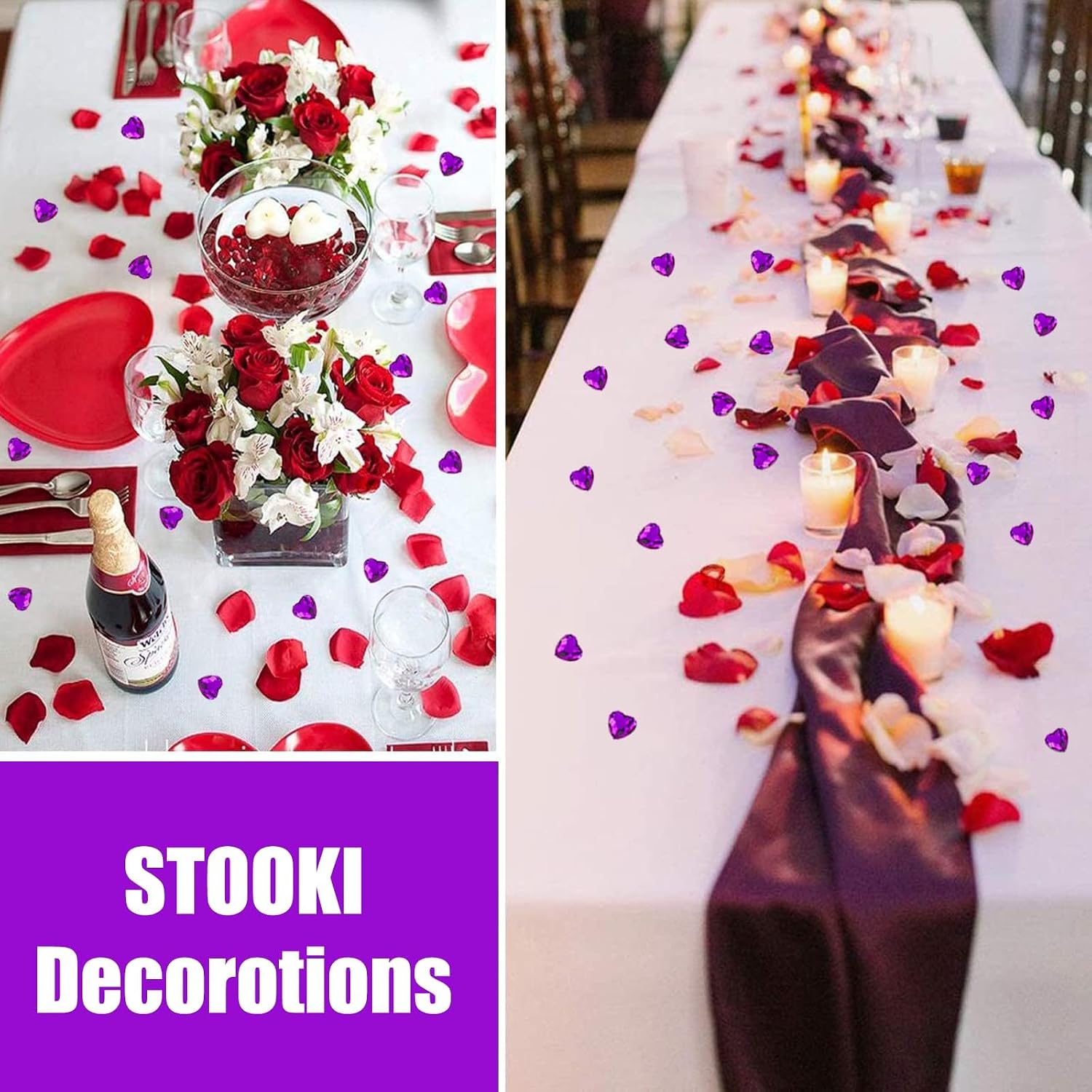 Pack of 200 Heart Decorative Stones Purple Table Decoration Hearts Confetti – Bild 5