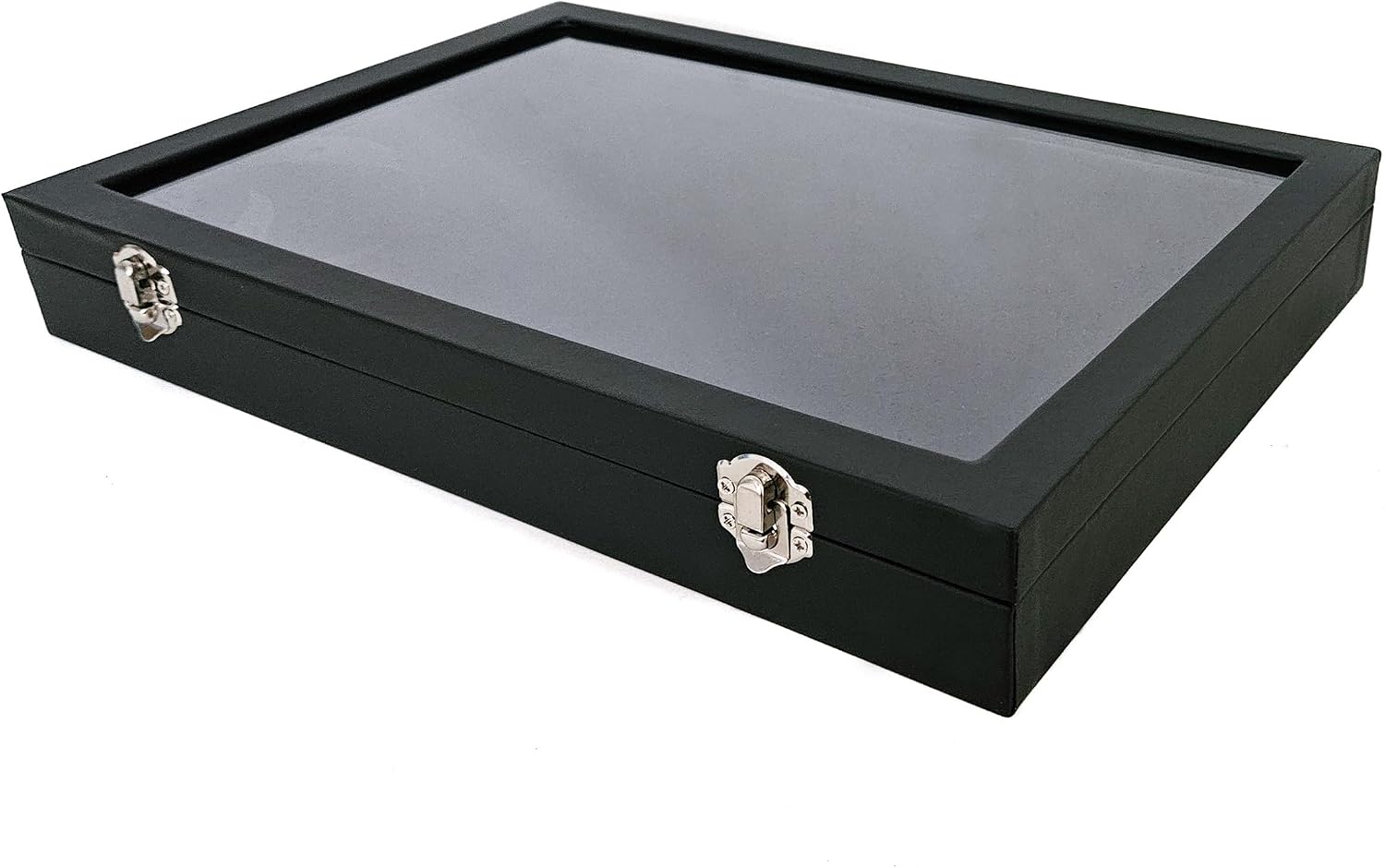 Yudu Multi-Purpose Display Case Jewellery Tray Glass Lid without Divisions Black – Bild 8