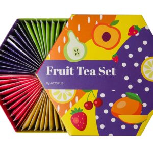 ACORUS Fruit Luxury Tea Set, Natural Tea Gift Set with 6 Flavours, Herbal Tea, Fruit Tea, Tea Set Assortment, Tea Box with 60 Tea Bags