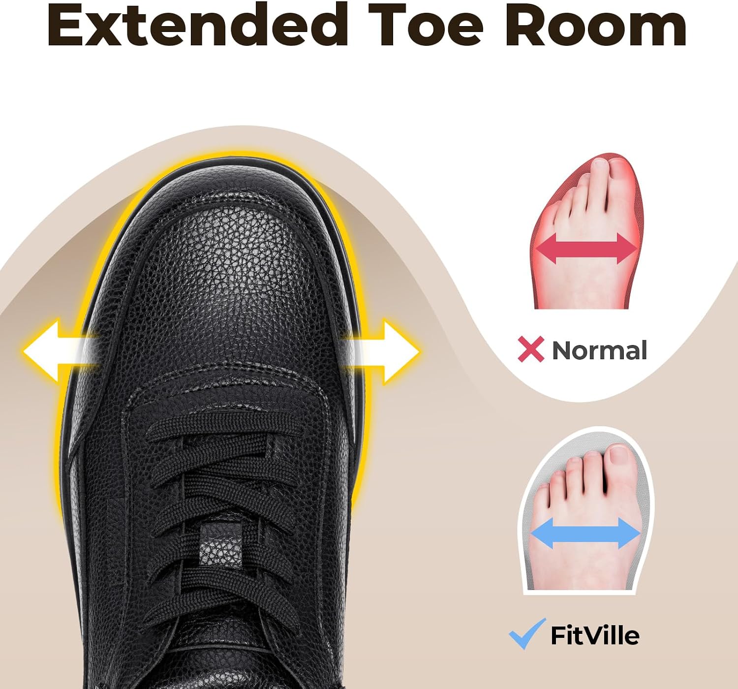 FitVille Men's Extra Wide Leather Shoes – Bild 3