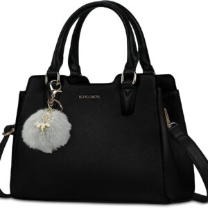 IGOLUMON Women’s Medium Leather Handbag, Black