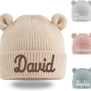 Baby Hat Personalised with Name - Knitted Hat Baby 6-24 Months, First Hat & Toddler Hat, Personalised Baby Gift for Birth, Baby Gift