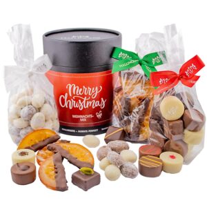 Hallingers Genuss Manufaktur Delicatessen Christmas Gift Set - XXL Gift Basket "Christmas Nasc..." Large Gift Chocolates, Nougat Almonds & Dragged Orange Slices, Christmas for Women