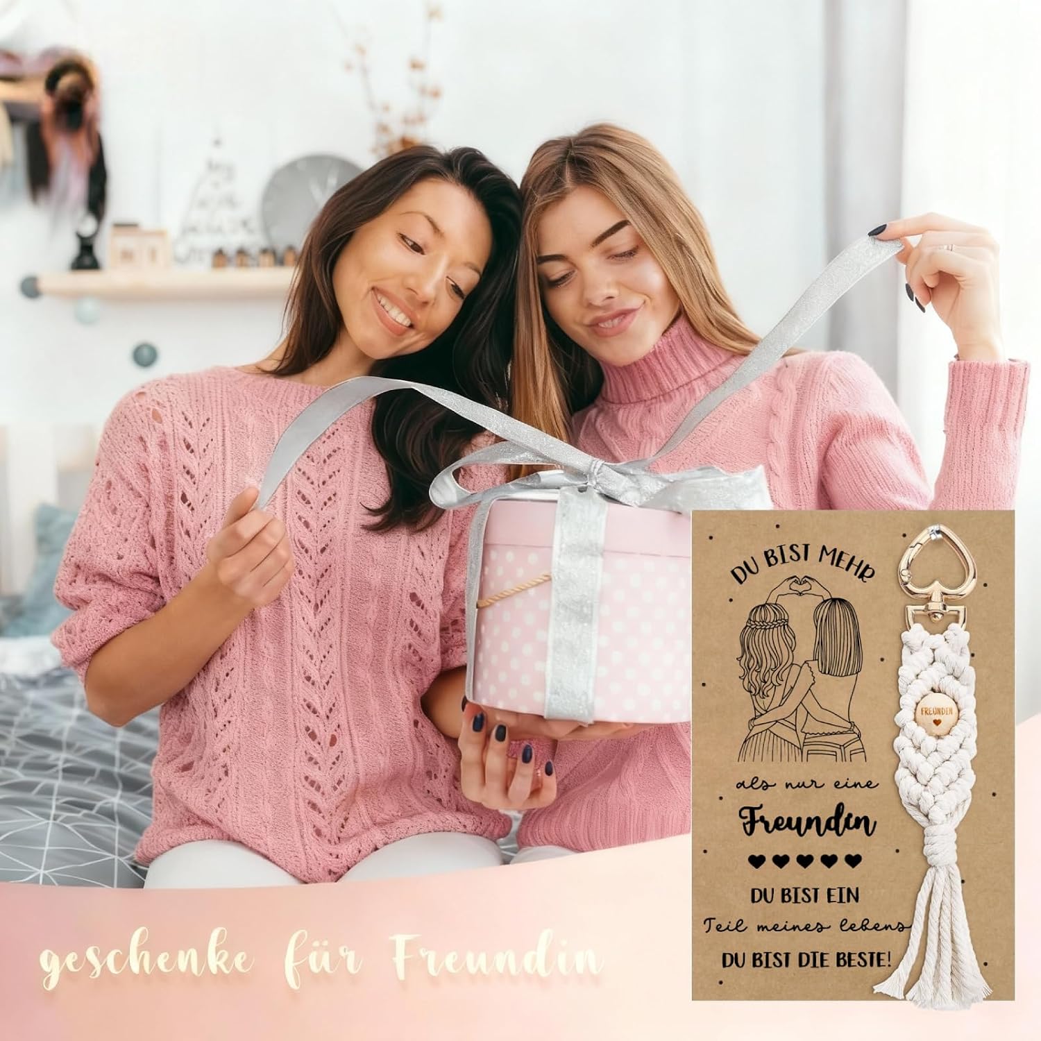 Gift Girlfriend Birthday Keyring with Card Best Friend – Bild 5