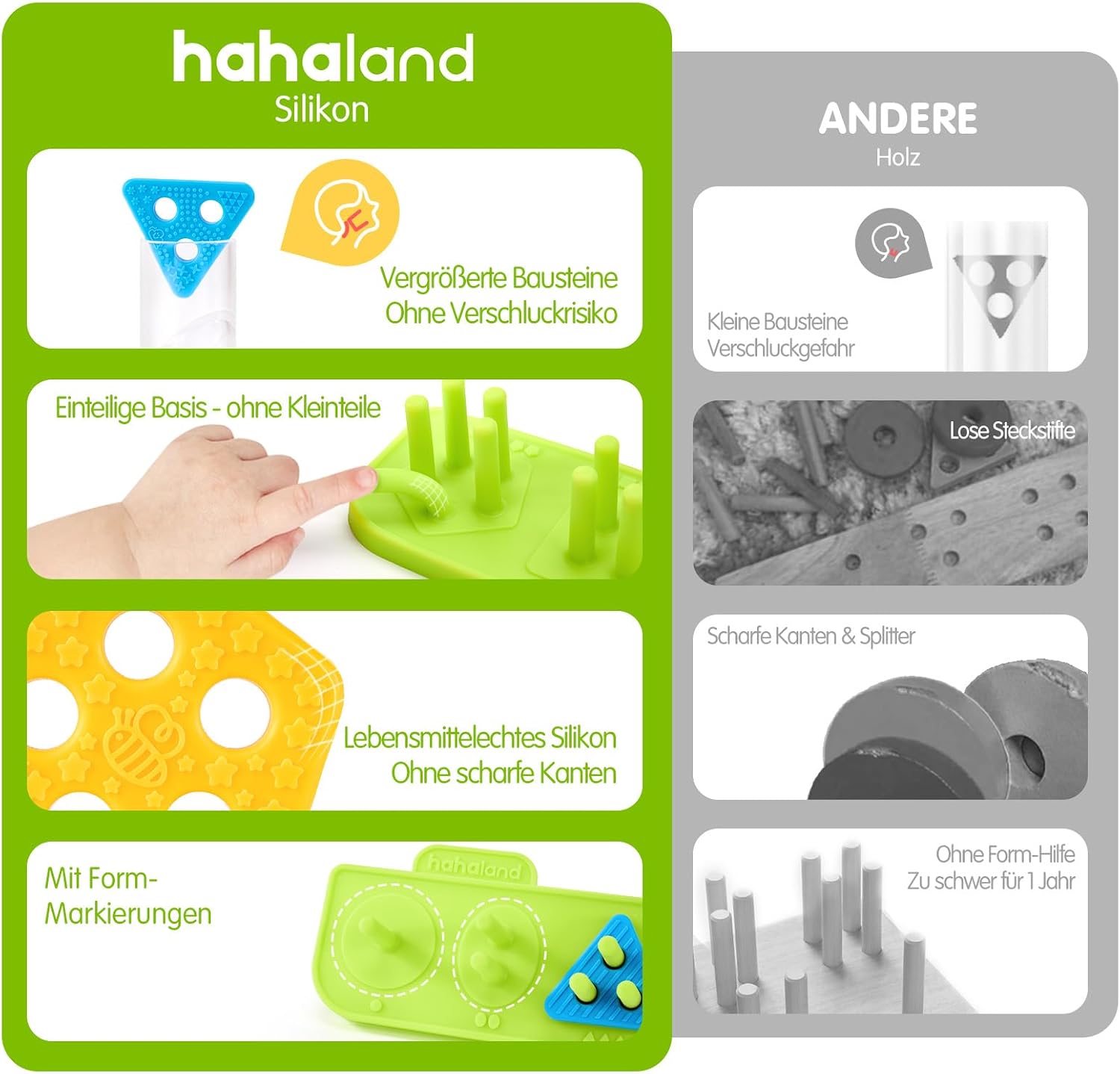 hahaland Baby Montessori Toy Silicone Stacking Cup 1 2 3 Years – Bild 2