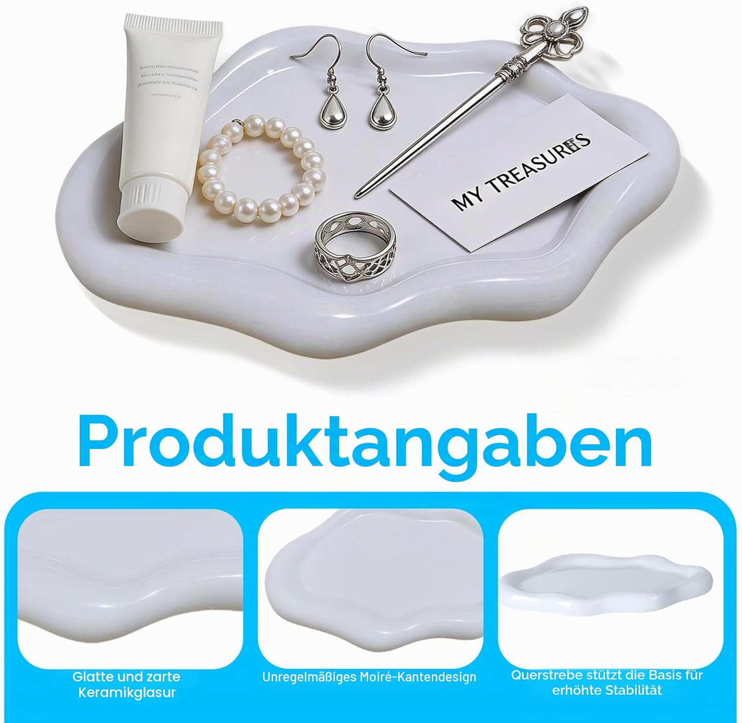 Set of 2 Key Trays, Cloud & Irregular Jewellery Tray, Jewellery Tray, Key Bowl, Jewellery Plate, Jewellery Tray for Bracelets, Cosmetics, Dressing Table, Decoration, Aesthetic – Bild 3