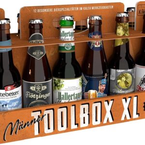 KALEA Toolbox XL, 12 beers from private breweries from Germany, beer gift in toolbox format, gift idea for beer lovers for Christmas