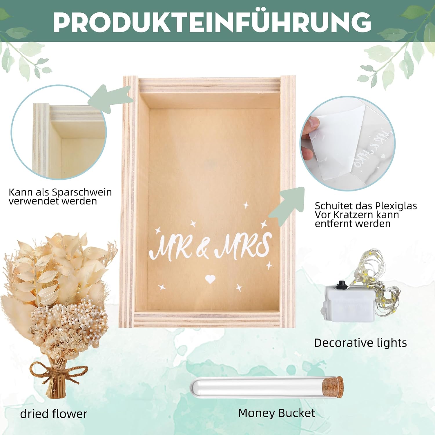 Money Gift Wedding Packaging, Wedding Gift Box with LED – Bild 2