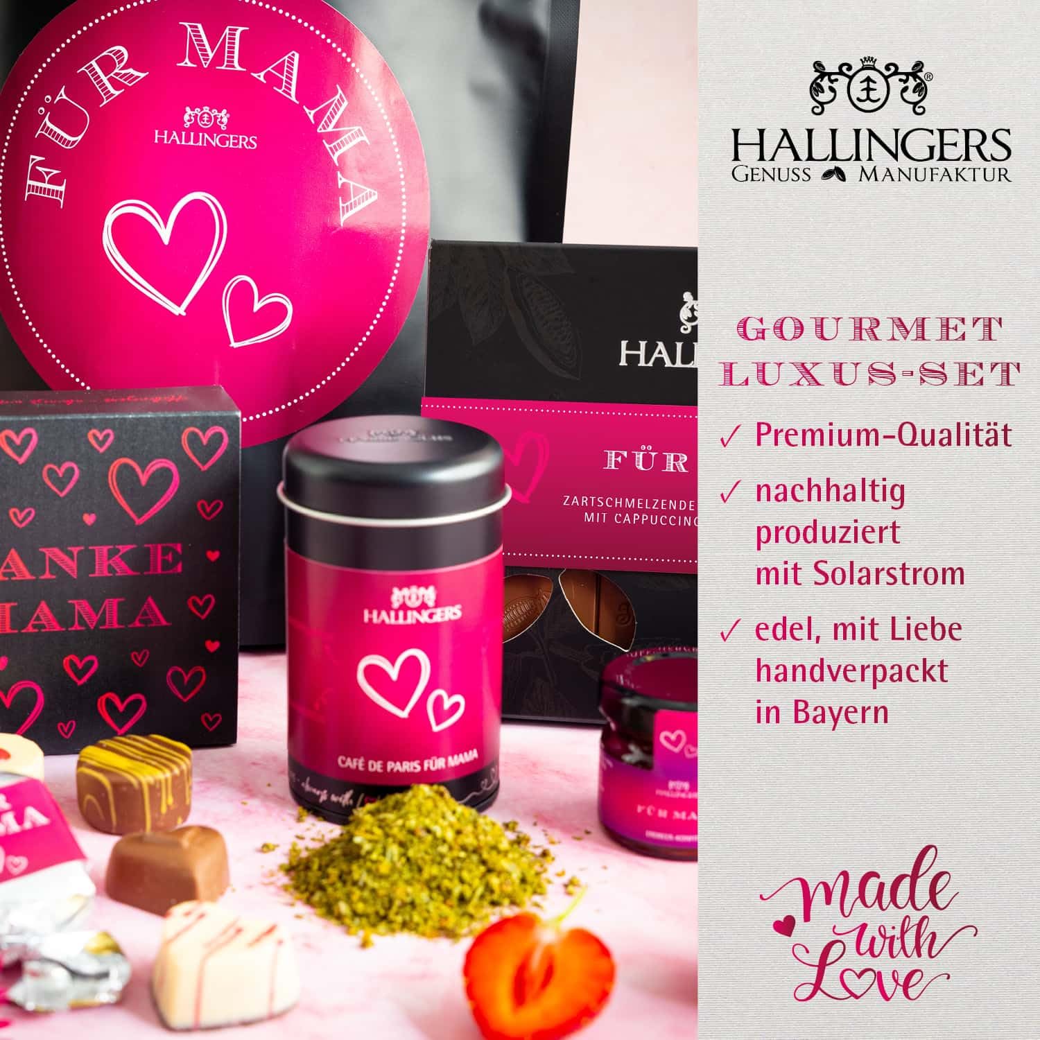 Hallingers Genuss Manufaktur Feinkost Mother's Day Gift Set – XXL Wonder Bag "Für Mama" Large Gift Nougat Almonds, Chocolates, Chocolate, Jam & Spice, Gift Idea for Mum Grandma – Bild 2