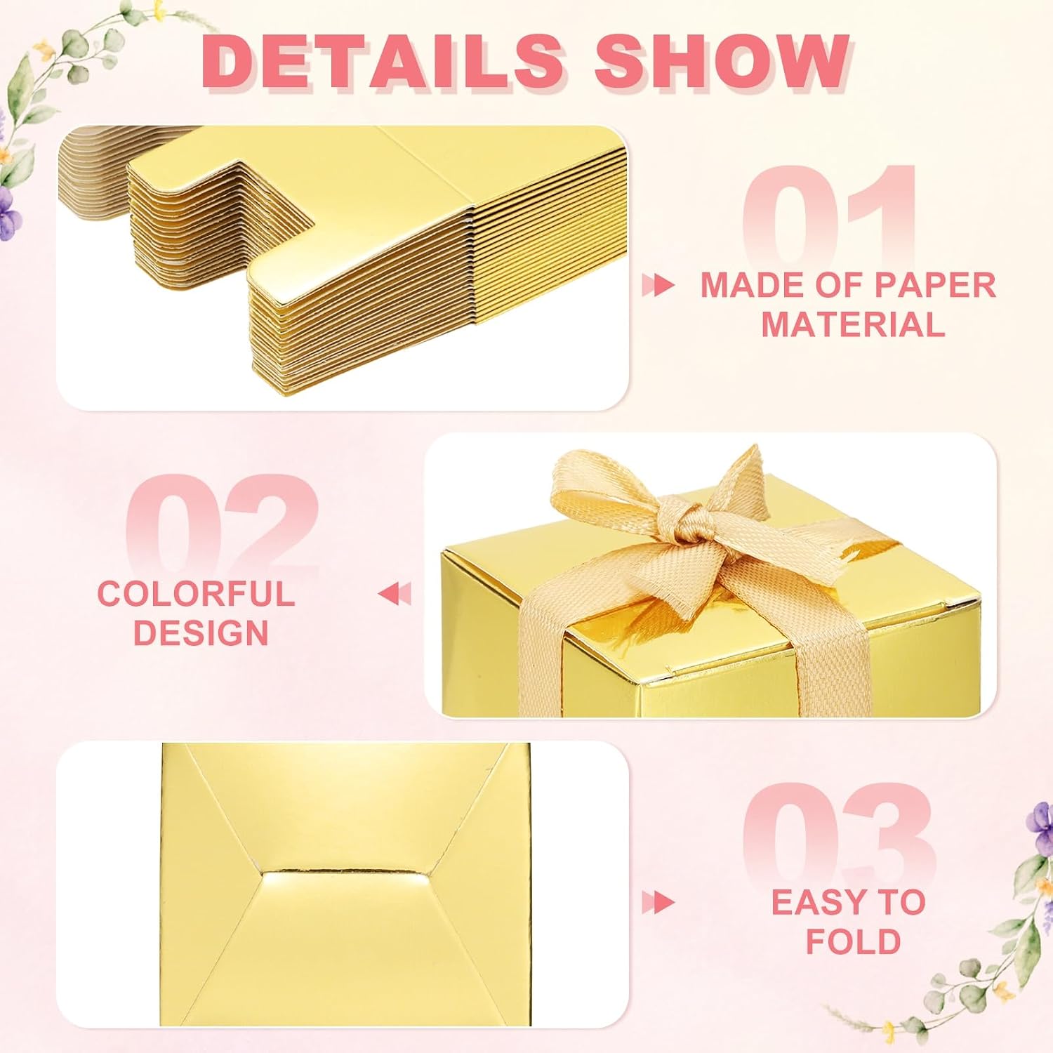 PATIKIL Pack of 60 Candy Party Butterfly Gift Boxes Gold – Bild 3