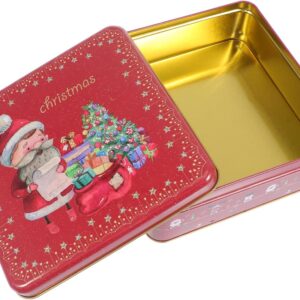 Cabilock 1 Piece Cardboard Square Tin Biscuit Tins Clear Boxes Candy Canes Christmas Boxes Gift Boxes Boxes with Lid Biscuit Container with Lid Chocolate Candy Jar Iron Red