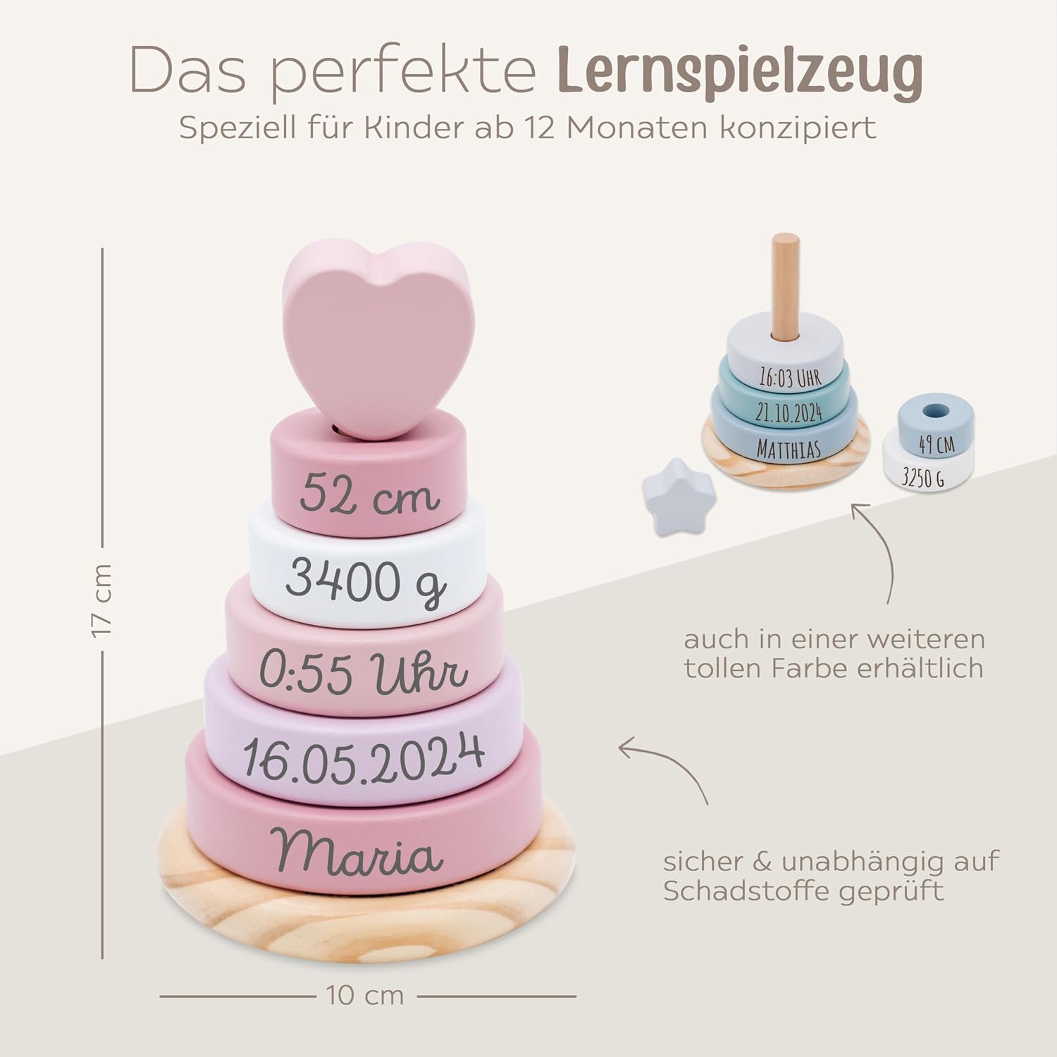wunderwunsch smallfoot Wooden Stacking Tower from 1 Year Pyramid – Bild 5