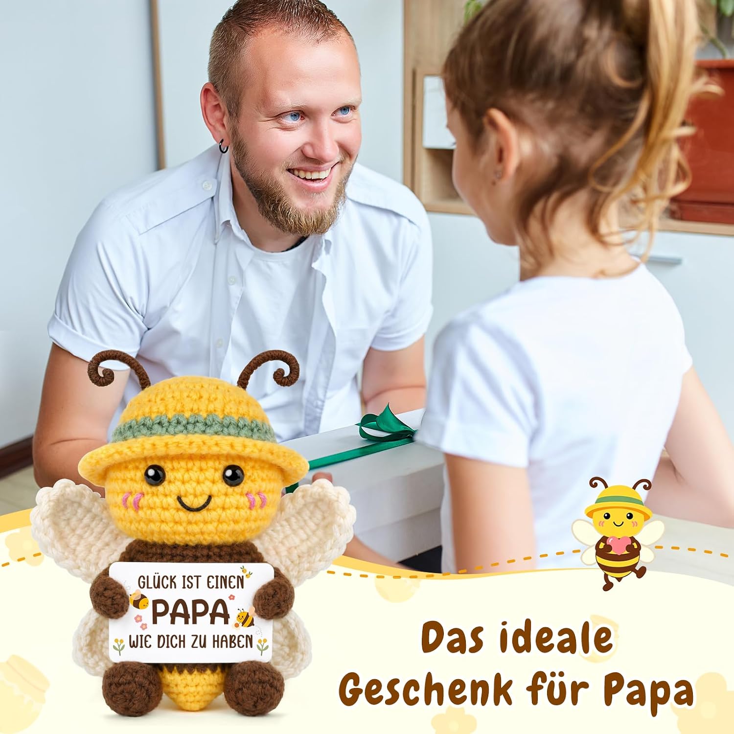 Gifts for Dad, Positive Hand Crocheted Bee Figures – Bild 8