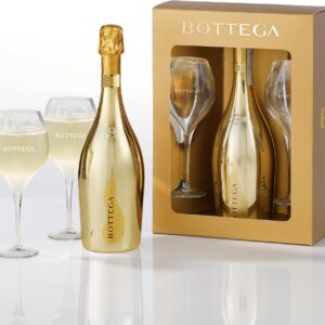 Bottega Glamour Gold Gift Box 1 Gold Prosecco DOC 750 ml & 2 Glasses Riviera