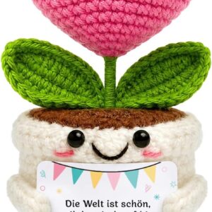 HUKUMA Gifts for Women, Knitting Wool Heart Flower Figures, Creative Positive Heart Flower Birthday Gift, Gifts for Women, Mum, Girlfriend, Grandma for Birthday, Mother’s Day, Christmas