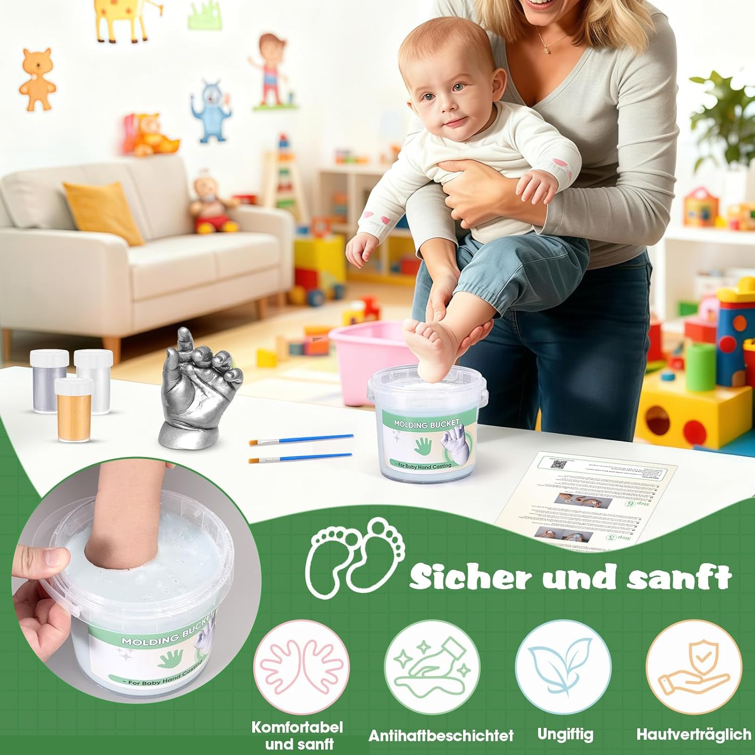 Plaster cast baby hand and foot for 4 casts, non-toxic – Bild 6